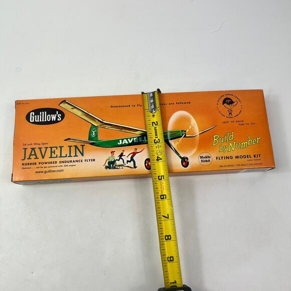 Guillow’s Javelin Flying Model Kit 24" Balsa Wood Rubber Powered #4201 Vintage - Picture 8 of 8